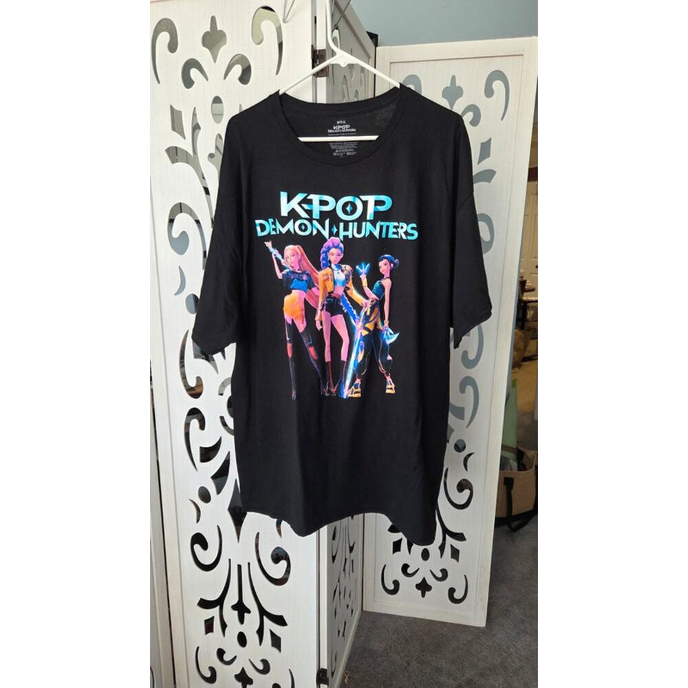 Netflix K-Pop Demon Hunters Shirt Mens 2XL Black Graphic tee Animation Movie XXL
